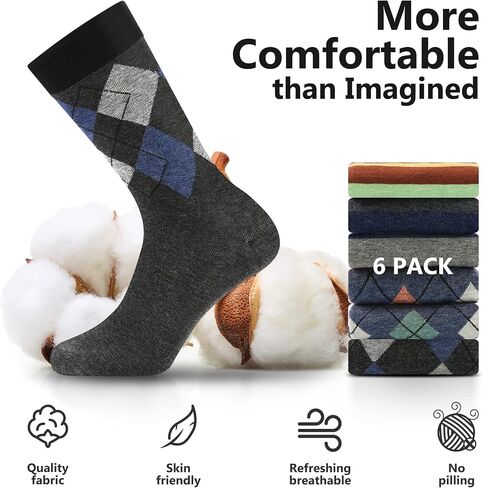 Fandecie Men's Dress Socks,Cotton Crew Socks,6 Pairs,Breathable and sweat-absorbing for Shoe Size 9-13 in Saudi Arabia