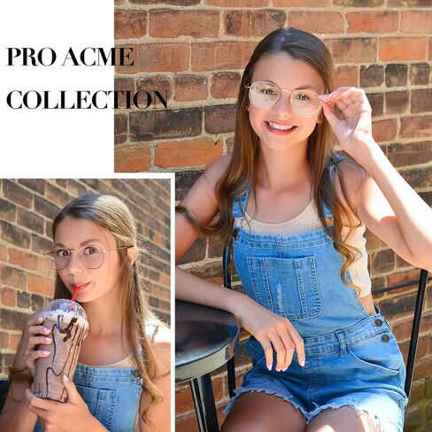 إطار نظارة Pro Acme سداسي بدون وصفة طبية للنساء والرجال، نظارة بعدسات شفافة مربعة دائرية معدنية in Kuwait