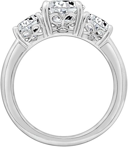 Amazon Collection Platinum or Gold Plated Sterling Silver Round 3-Stone Ring made with Infinite Elements Cubic Zirconia in Kuwait