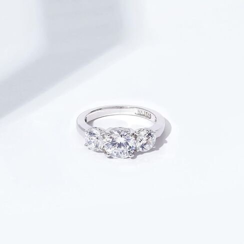 Amazon Collection Platinum or Gold Plated Sterling Silver Round 3-Stone Ring made with Infinite Elements Cubic Zirconia in Kuwait