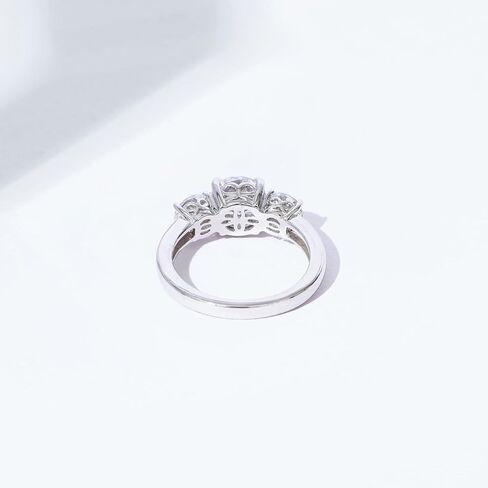 Amazon Collection Platinum or Gold Plated Sterling Silver Round 3-Stone Ring made with Infinite Elements Cubic Zirconia in Kuwait