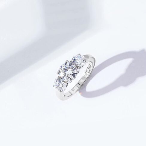 Amazon Collection Platinum or Gold Plated Sterling Silver Round 3-Stone Ring made with Infinite Elements Cubic Zirconia in Kuwait