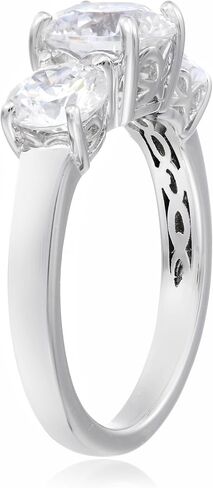 Amazon Collection Platinum or Gold Plated Sterling Silver Round 3-Stone Ring made with Infinite Elements Cubic Zirconia in Kuwait