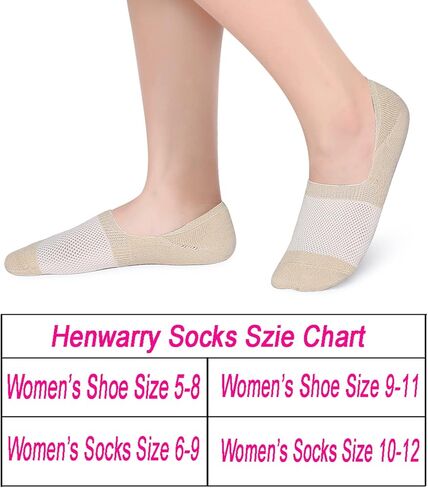 جوارب Henwarry النسائية السميكة ذات القطع المنخفضة من القطن الكاجوال غير القابلة للانزلاق بدون عرض - 5 أزواج in Kuwait