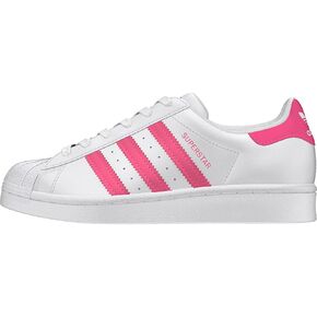 حذاء رياضي Adidas Originals Superstar، أبيض/وردي فائق/أسود أساسي، 5 US للجنسين للأطفال الكبار in Saudi Arabia
