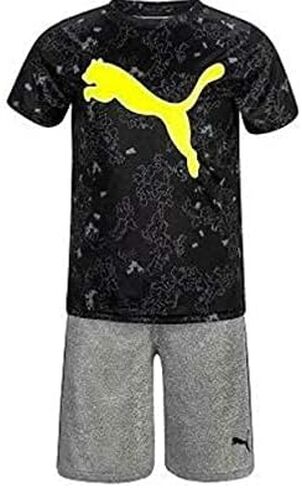PUMA Boys' T-Shirt and Shorts Set (5, Black) in Saudi Arabia