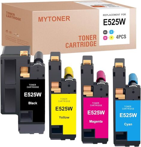 MYTONER Compatible Toner Cartridge Replacement for Dell E525W E525 525w 593-BBJX 593-BBJU 593-BBJV 593-BBJW for E525w Wireless Color Printer (Black Cyan Magenta Yellow, 4 Pack) in Kuwait