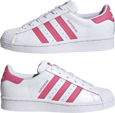 adidas Originals Superstar Sneaker, White/Super Pink/Core Black, 5 US Unisex Big Kid in Saudi Arabia