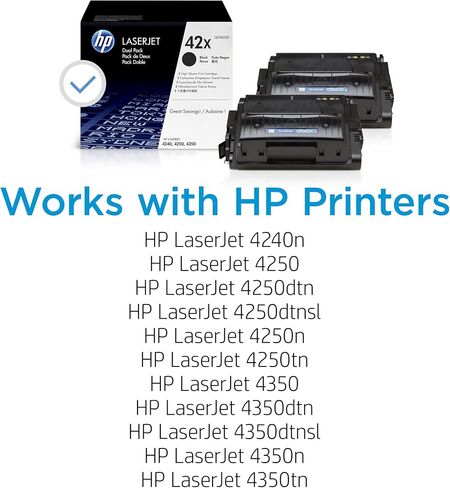 Original HP 42X Black High-yield Toner Cartridges (2-pack) | Works with HP LaserJet 4240, 4250, 4350 Series | Q5942XD in Saudi Arabia