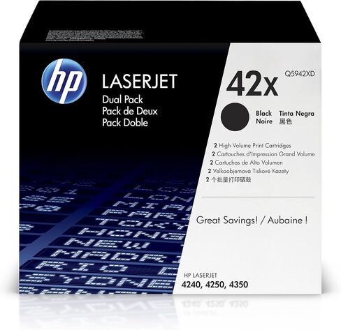 Original HP 42X Black High-yield Toner Cartridges (2-pack) | Works with HP LaserJet 4240, 4250, 4350 Series | Q5942XD in Saudi Arabia