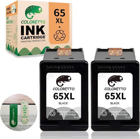 COLORETTO Remanufactured Printer Ink Cartridge Replacement for HP 65XL for Deskjet Series: 2622 2624 2652 2655 2680 2730 3720 3721 3722 3723(Special Edition Includes 2 Bookmarks) (2 Black) Combo Pack in Saudi Arabia