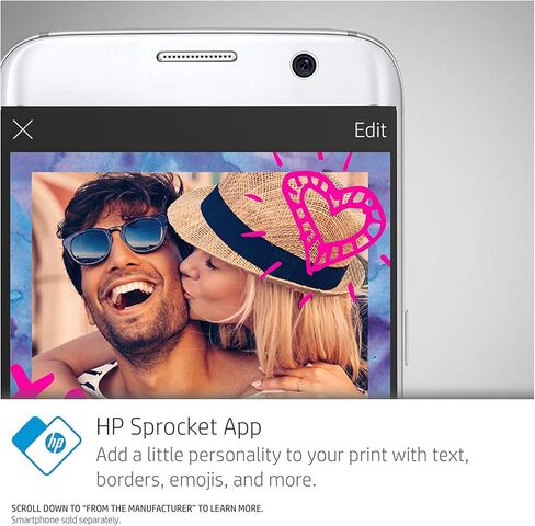 HP Sprocket 2-in-1 Portable Photo Printer & Instant Camera, print social media photos on 2x3" sticky-backed paper (2FB96A), 2:1 White, 4.8 x 3 x 1.1 in Kuwait