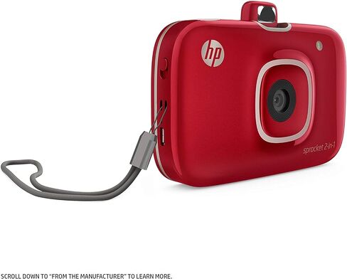 HP Sprocket 2-in-1 Portable Photo Printer & Instant Camera, print social media photos on 2x3" sticky-backed paper (2FB96A), 2:1 White, 4.8 x 3 x 1.1 in Kuwait
