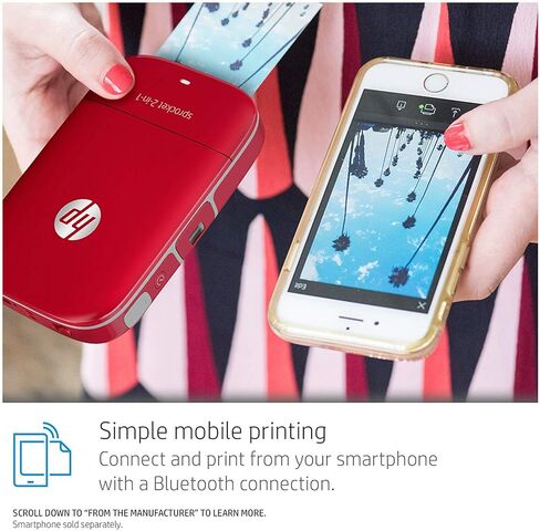 HP Sprocket 2-in-1 Portable Photo Printer & Instant Camera, print social media photos on 2x3" sticky-backed paper (2FB96A), 2:1 White, 4.8 x 3 x 1.1 in Kuwait
