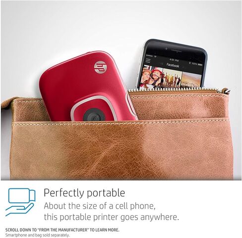 HP Sprocket 2-in-1 Portable Photo Printer & Instant Camera, print social media photos on 2x3" sticky-backed paper (2FB96A), 2:1 White, 4.8 x 3 x 1.1 in Kuwait