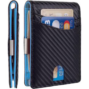 Mutural Minimalist Slim Wallet for Men, Premium Leather Wallet with Money Clip, RFID Blocking Front Pocket Stylish Bifold Wallet (Black & Orange) in Kuwait