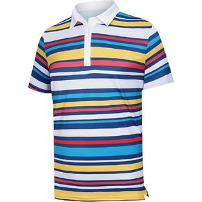 Golf Shirts for Men Short Sleeve Recycled Polyester Moisture Wicking Dry Fit Performance Print Polo Shirt