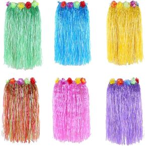 Newcreativetop 24" Adult's Flowered Luau Hula Skirts Pack of 6 Assorted Colors