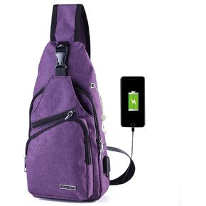 Seoky Rop Men Women Sling Backpack Anti Theft Crossbody Shoulder Chest Bag with USB Charging Port