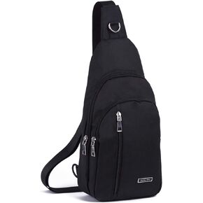 Seoky Rop Small Sling Bag for Men Women One Strap Shoulder Crossbody Backpack with USB Charging Port for Hiking Cycling Travel Black