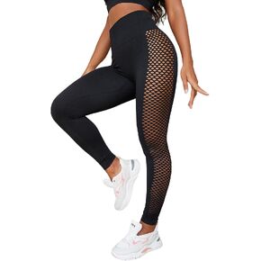 SHENHE Women's Fishnet Seamless High Waisted Tummy Control Workout Leggings Pants in Saudi Arabia