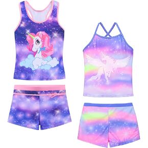 Girls Two Piece Bathing Suit Swimsuit Tankini Swimwear with Boyshort