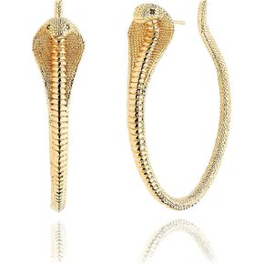 Mevecco Gold Snake Earrings for Women 18K Gold Plated Dainty Snake Shaped Charm Huggie Hoop Earrings Small Tiny Vintage Minimalist Dangling Long Snake Dangle Drop Hoop Huggie Earrings Snake Jewelry…