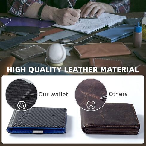Mutural Minimalist Slim Wallet for Men, Premium Leather Wallet with Money Clip, RFID Blocking Front Pocket Stylish Bifold Wallet (Black & Orange) in Kuwait