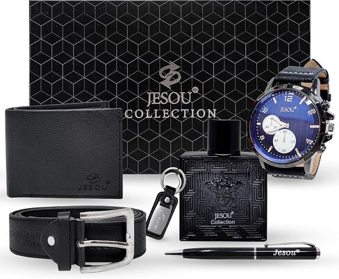 Men Gift Set With Box | Black Leather Gift Set For Men | Valentine Gift Box For Boyfriend | Special Occasion Gift Set For Him | Birthday Gift For Dad | Men Christmas Gift Sets | Fathers Day Present in Saudi Arabia