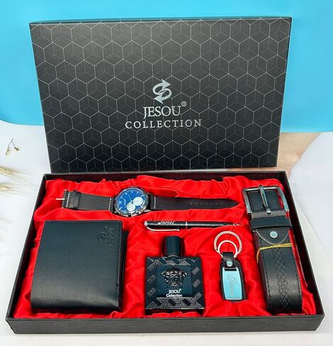 Men Gift Set With Box | Black Leather Gift Set For Men | Valentine Gift Box For Boyfriend | Special Occasion Gift Set For Him | Birthday Gift For Dad | Men Christmas Gift Sets | Fathers Day Present in Saudi Arabia