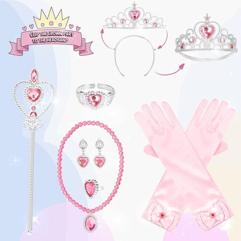 10 Pieces Princess Cape Set Dress up Clothes for Little Girls Party Cosplay Cloak with Jewelry Tiara Crown Wand Gloves in Kuwait