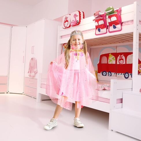 10 Pieces Princess Cape Set Dress up Clothes for Little Girls Party Cosplay Cloak with Jewelry Tiara Crown Wand Gloves in Kuwait