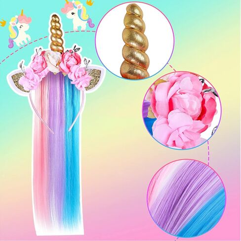عصابة رأس Lorfancy Unicorn للفتيات زي وحيد القرن لحفلات أعياد الميلاد وحفلات الهالوين وحفلات وحيد القرن in Kuwait