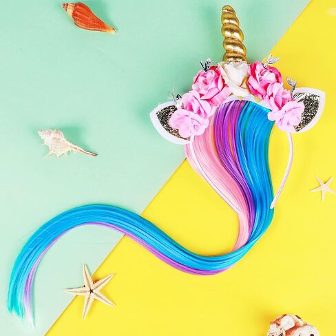 عصابة رأس Lorfancy Unicorn للفتيات زي وحيد القرن لحفلات أعياد الميلاد وحفلات الهالوين وحفلات وحيد القرن in Kuwait