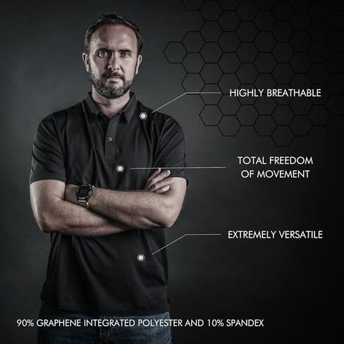 قميص بولو مستدير للرجال من GRAPHENE-X | قطع بالليزر وطبقات ملحومة | مضاد للرائحة ومضاد للأشعة فوق البنفسجية | فتل الرطوبة | تنفس in Kuwait