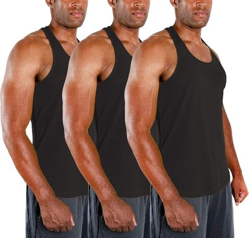 قميص بدون أكمام للرجال من DEVOPS مكون من 3 قطع على شكل Y-Back Dri Fit Muscle Gym للتمارين الرياضية in Kuwait