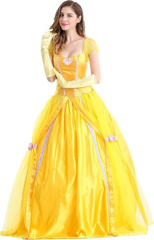 زي كوبسكري برينسيس بيوتي للنساء، فستان الأميرة بيل للفتيات، زي الهالوين للبالغين in Kuwait