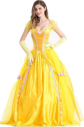 زي كوبسكري برينسيس بيوتي للنساء، فستان الأميرة بيل للفتيات، زي الهالوين للبالغين in Kuwait