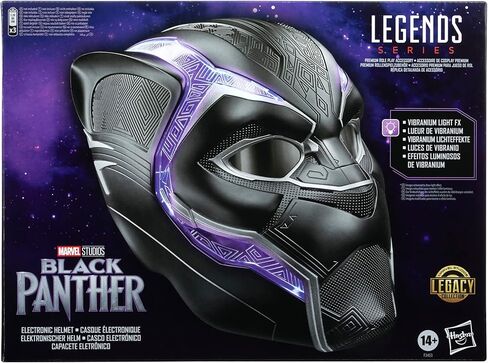 Marvel Legends Premium Electronic Role Play Helmet with Light FX and Flip-Up/Down Lenses, Black Panther Roleplay Item in Saudi Arabia