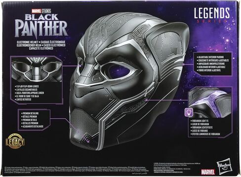 Marvel Legends Premium Electronic Role Play Helmet with Light FX and Flip-Up/Down Lenses, Black Panther Roleplay Item in Saudi Arabia