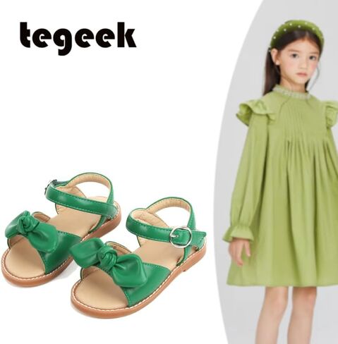 صنادل Tegeek للفتيات مفتوحة من الأمام أحذية صيفية مسطحة أنيقة للشاطئ في الهواء الطلق (طفل صغير/طفل صغير) in Kuwait