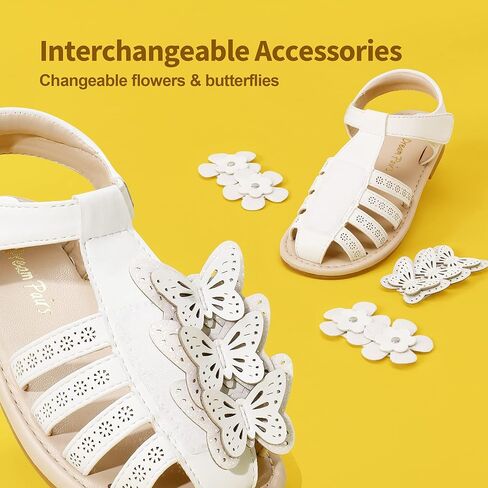 DREAM PAIRS Girls Sandals Closed-Toe Sandals with Interchangeable DIY Flower Dress Summer Shoes Toddler/Little Kid in Kuwait