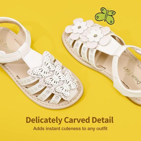DREAM PAIRS Girls Sandals Closed-Toe Sandals with Interchangeable DIY Flower Dress Summer Shoes Toddler/Little Kid in Kuwait