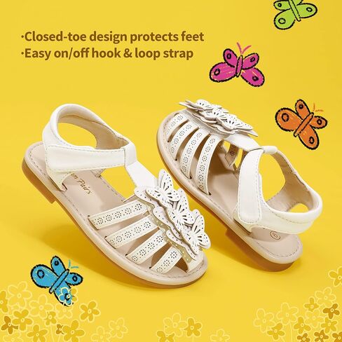 DREAM PAIRS Girls Sandals Closed-Toe Sandals with Interchangeable DIY Flower Dress Summer Shoes Toddler/Little Kid in Kuwait