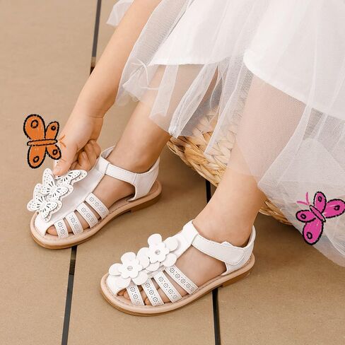 DREAM PAIRS Girls Sandals Closed-Toe Sandals with Interchangeable DIY Flower Dress Summer Shoes Toddler/Little Kid in Kuwait