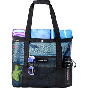 OCOOPA Diveblues Mesh Beach Bag for Women, Lightweight Travel Foldable Tote Bag for Sand Toys, Pool, Beach Accessories