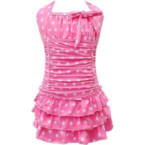 qyqkfly Polka Dot Girls Kids Bathing Suits Adjustable Swimsuits (FBA)