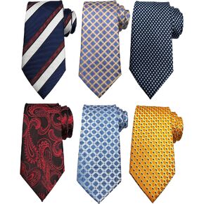 Wehug Lot 6 PCS Men's Ties 100% Silk Tie Woven Necktie Jacquard Neck Ties