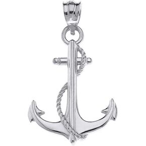 CaliRoseJewelry 10k Anchor Nautical Rope Sailor Navy Charm Pendant
