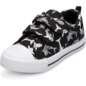 K KomForme Toddler Boys & Girls Shoes Kids Canvas Sneakers with Cartoon Dual Hook and Loops